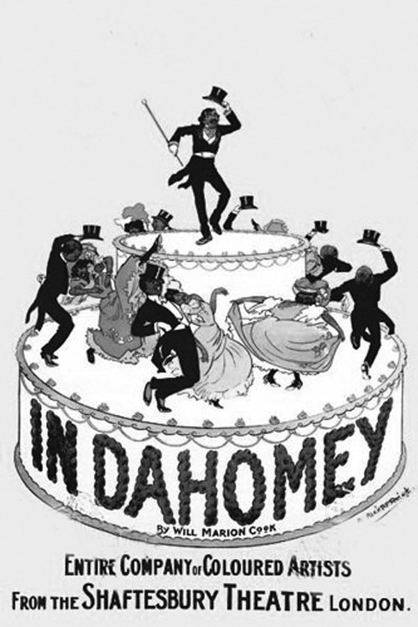 a poster showing people dancing around on a cake