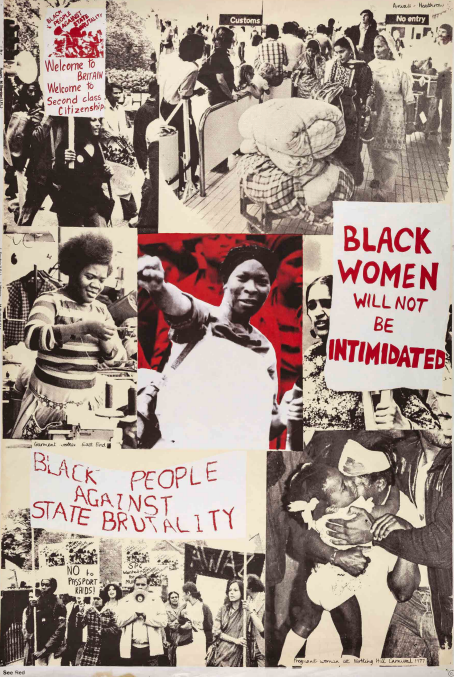 a vintage photo collage showing people protesting