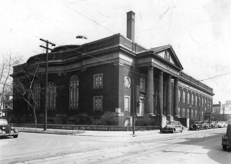 An old photo of a church building